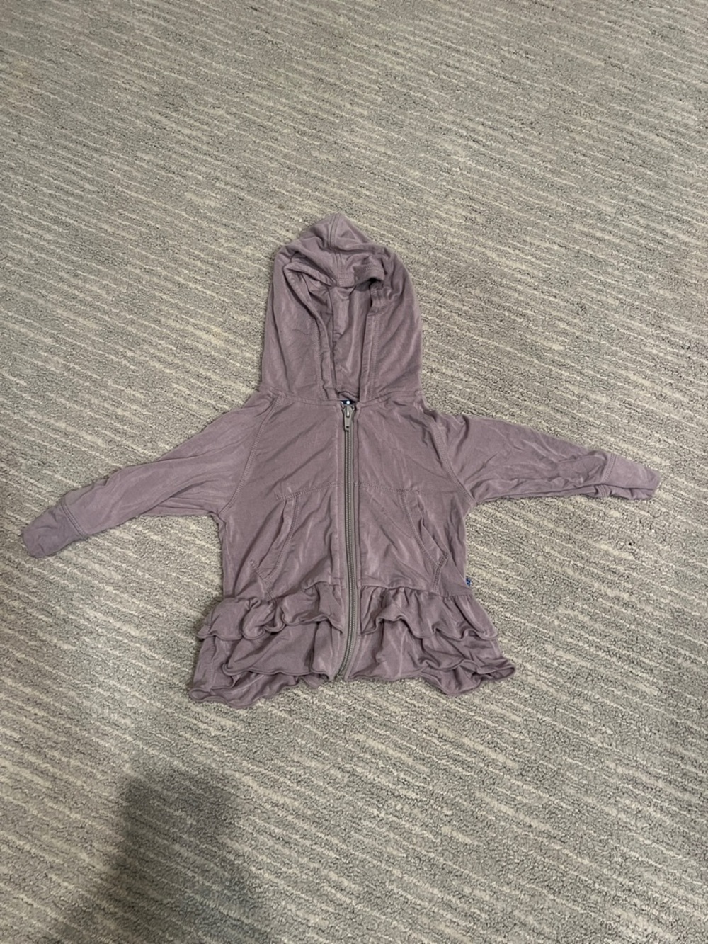 KicKee Pants Solid Spring Sky Double Ruffle Zip-Front Hoodie 6-12M | Baby Girl